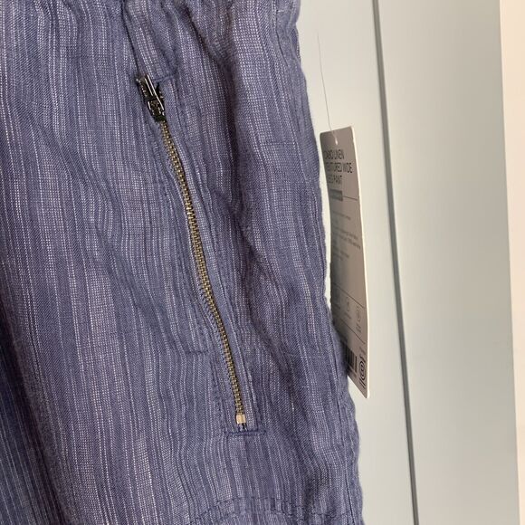 Athleta Cabo Women Pants 26 Sz 3XL Blue Linen Texture Wide Leg Elastic Pull On - Picture 2 of 5